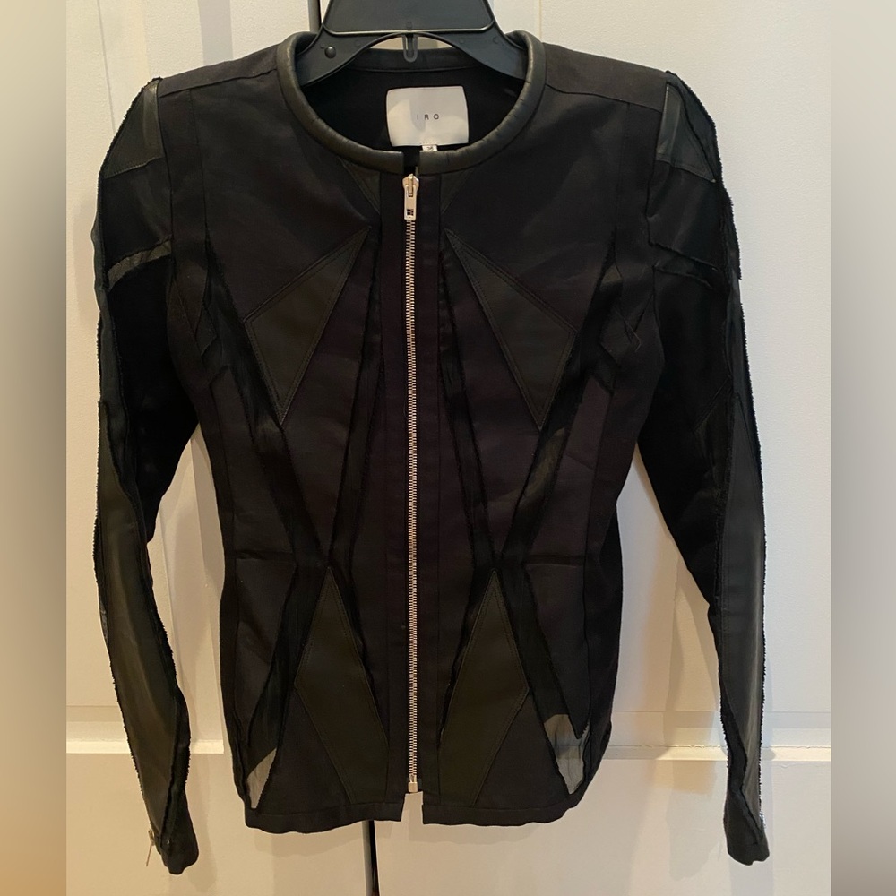 IRO mesh biker jacket with leather details